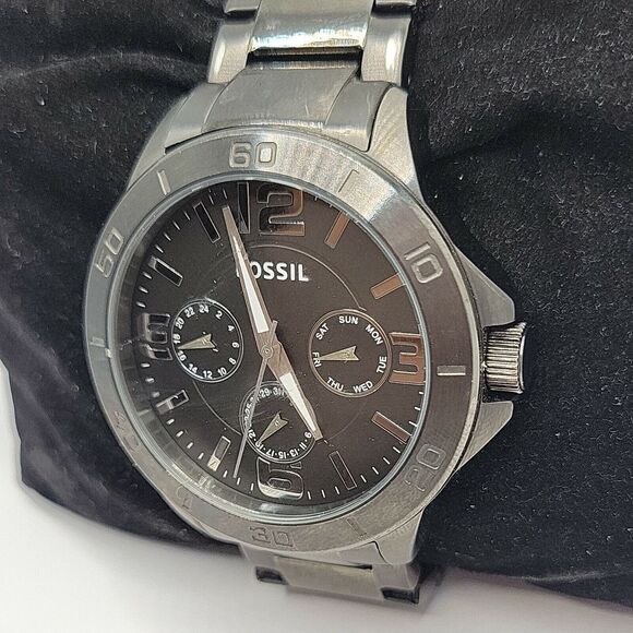 FOSSIL BQ2297 Men's Stainless Steel Analog Black Dial Quartz Genuine Watch BC318 - Picture 3 of 11